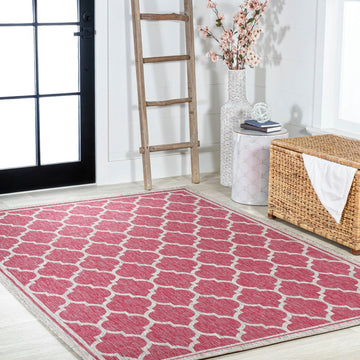 Trebol Moroccan Trellis Textured Weave Indoor/outdoor Area Rug
